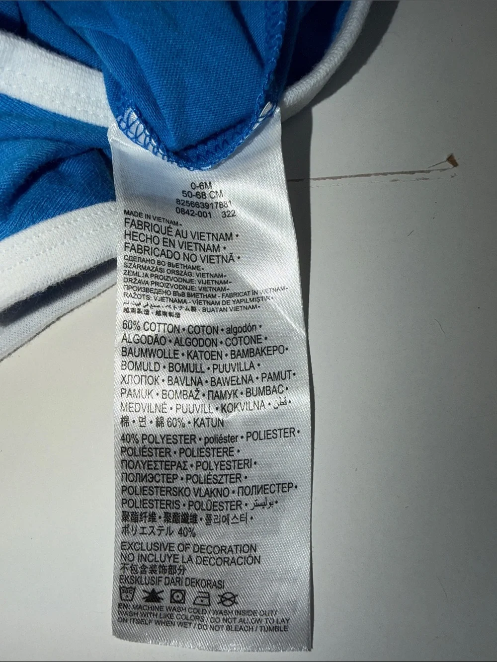 Nike Bright‎ Blue Baby Bodysuit with White Logo Trim